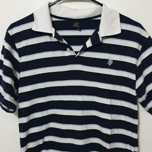 US Polo Assn Blue and White Striped Polo